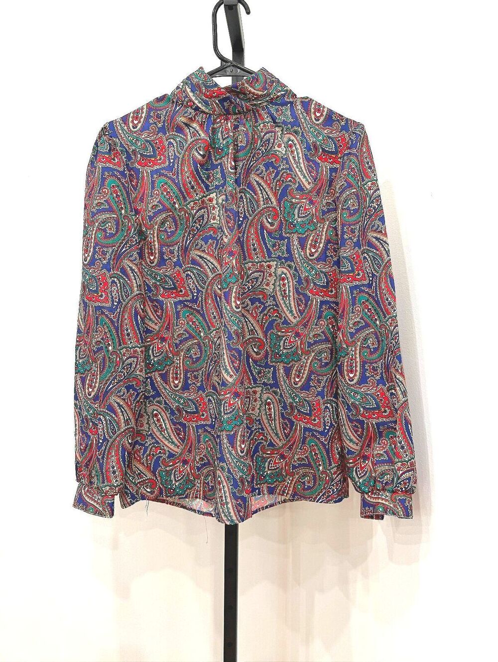 Laura Mae Vintage Paisley Print Long Sleeve Blouse Size 14